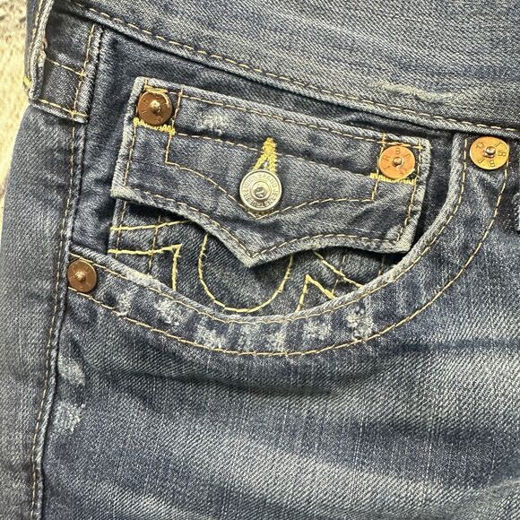 True Religion Jeans Mens 33x33 Blue Ricky Relaxed Straight Light Wash Denim - Picture 5 of 16